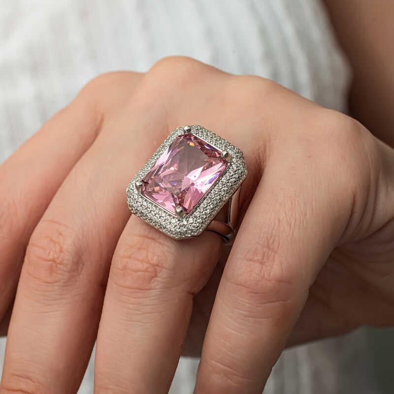 Hk Gümüş Kadın Yüzük Pembe Zirkon Taşlı |Gümüş Takı Hediyelik Ürünler