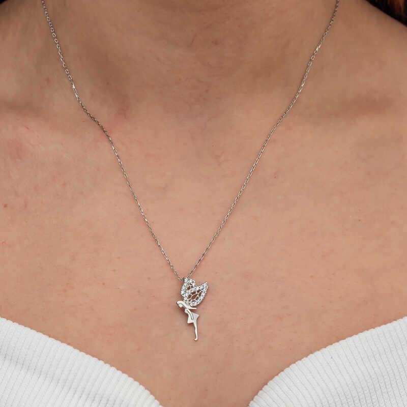 Hk Gümüş Kadın Kolye Peri Kızı |Gümüş Takı Hediyelik Ürünler