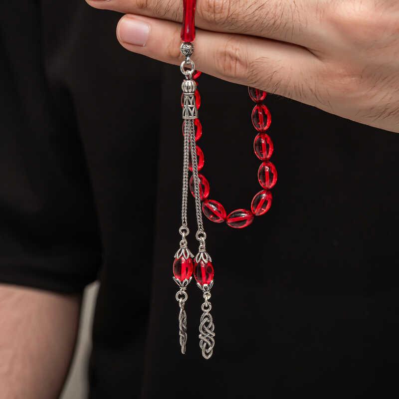 Hk Sıkma Kehribar Tesbih Gümüş Püskül |Gümüş Takı Hediyelik Ürünler