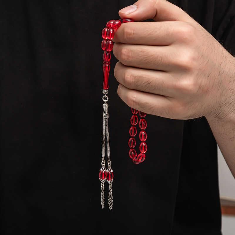 Hk Sıkma Kehribar Tesbih Gümüş Püskül |Gümüş Takı Hediyelik Ürünler