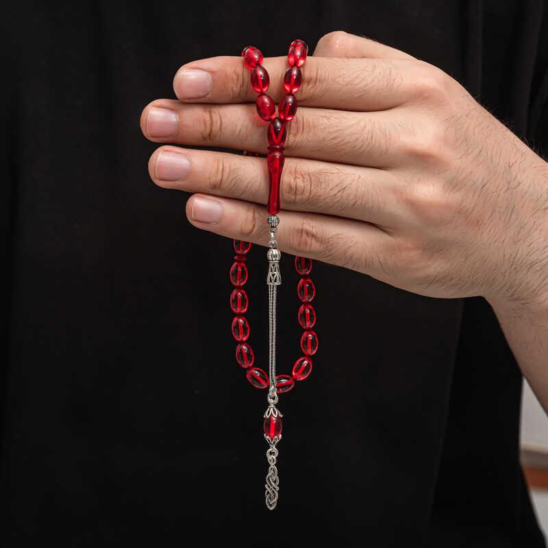 Hk Sıkma Kehribar Tesbih Gümüş Püskül |Gümüş Takı Hediyelik Ürünler