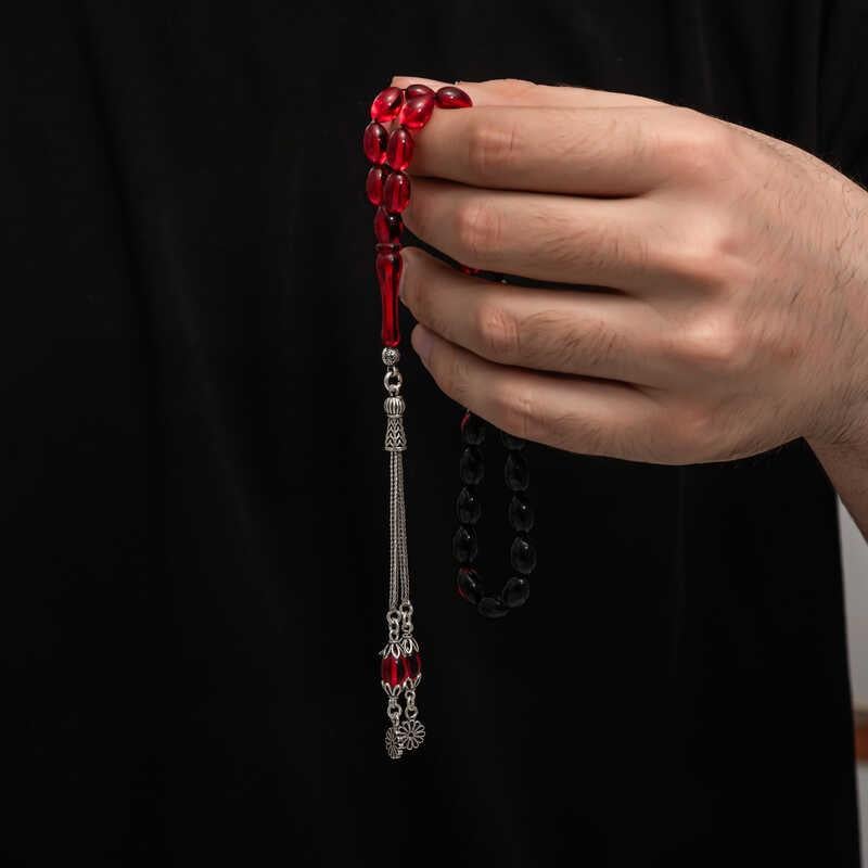 Hk Sıkma Kehribar Tesbih Gümüş Püskül |Gümüş Takı Hediyelik Ürünler