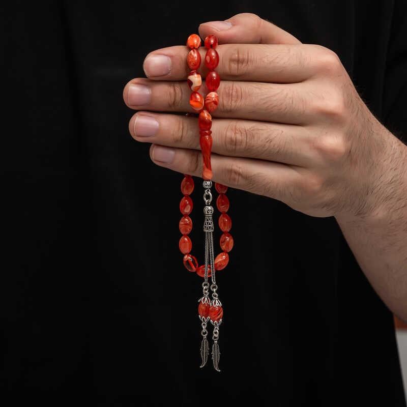 Hk Sıkma Kehribar Tesbih Gümüş Püskül |Gümüş Takı Hediyelik Ürünler