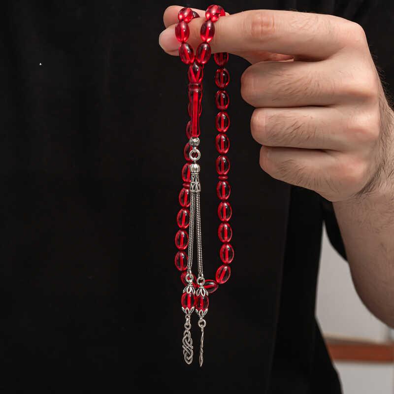 Hk Sıkma Kehribar Tesbih Gümüş Püskül |Gümüş Takı Hediyelik Ürünler