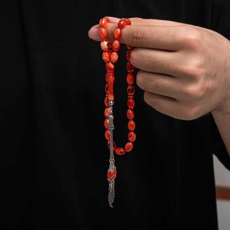 Hk Sıkma Kehribar Tesbih Gümüş Püskül |Gümüş Takı Hediyelik Ürünler