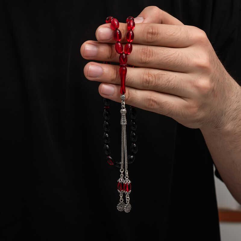 Hk Sıkma Kehribar Tesbih Gümüş Püskül |Gümüş Takı Hediyelik Ürünler