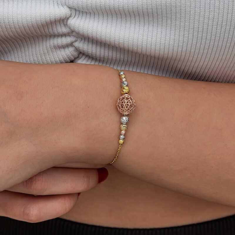 Hk Gümüş Kadın Bileklik Renkli Top Dorika |Gümüş Takı Hediyelik Ürünler