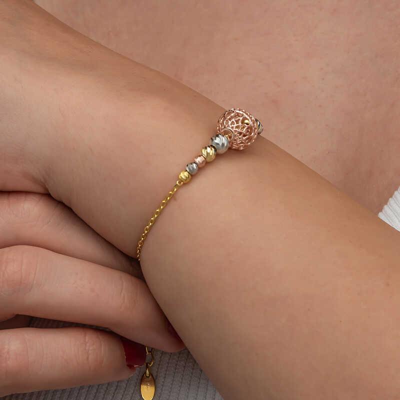 Hk Gümüş Kadın Bileklik Renkli Top Dorika |Gümüş Takı Hediyelik Ürünler