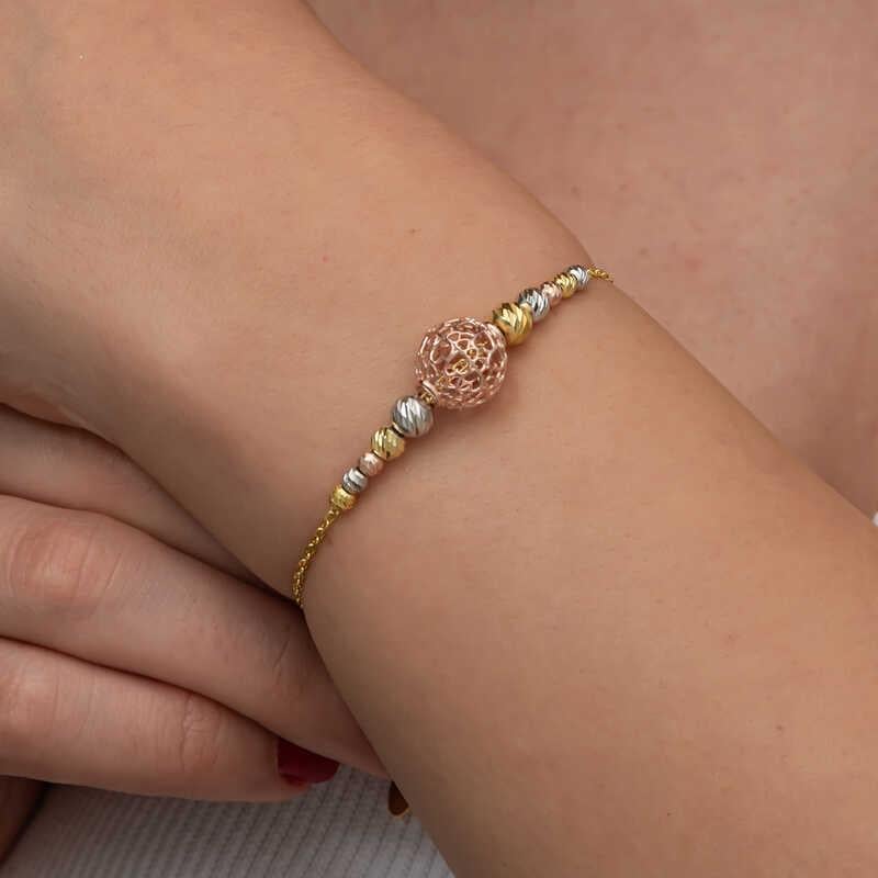 Hk Gümüş Kadın Bileklik Renkli Top Dorika |Gümüş Takı Hediyelik Ürünler