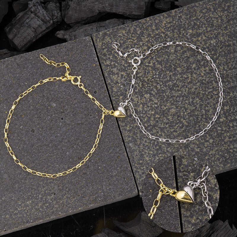 Hk Gümüş Kadın Bileklik Rodyum Gold Çift Kalpli Aşk Bileklik|Gümüş Takı Hediyelik Ürünler