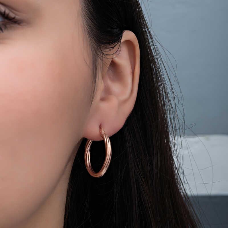 Hk Gümüş Kadın Küpe Rose 3 mm Burgu Şarnel |Gümüş Takı Hediyelik Ürünler