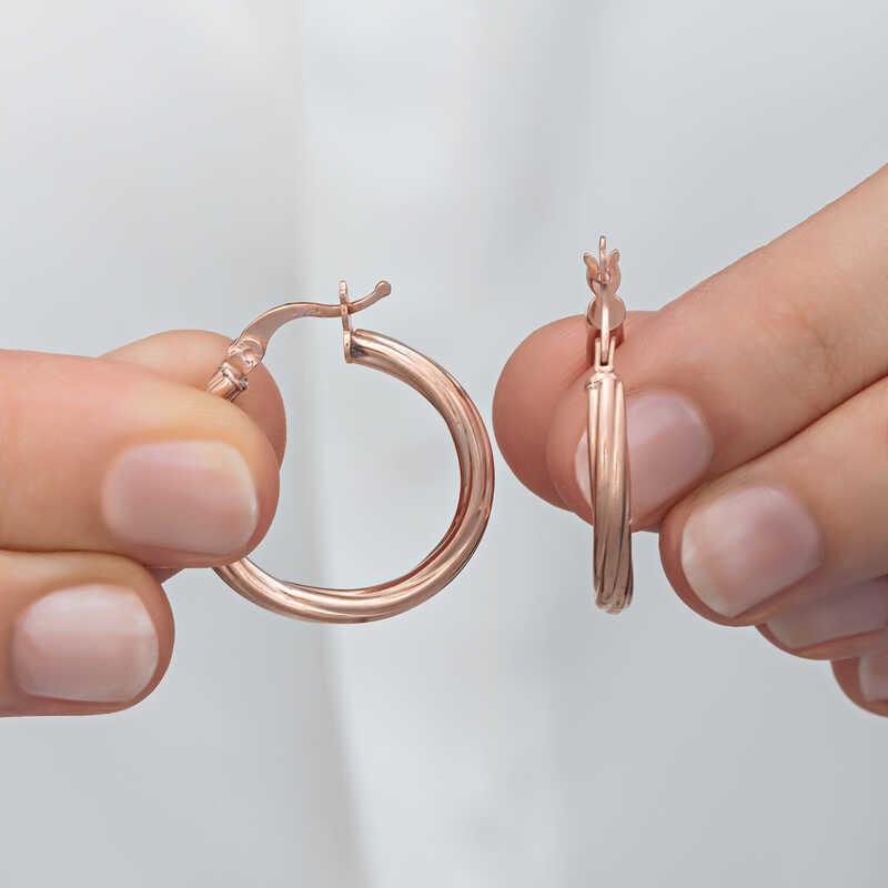 Hk Gümüş Kadın Küpe Rose 3 mm Burgu Şarnel |Gümüş Takı Hediyelik Ürünler
