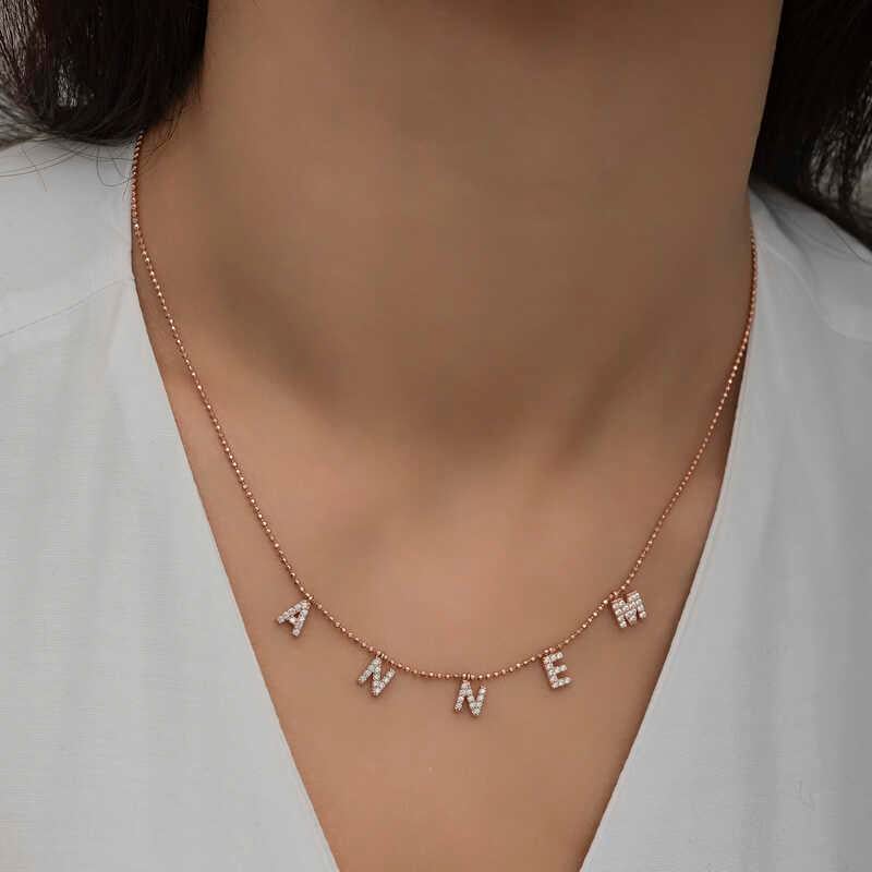 Hk ​Gümüş Kadın Kolye Rose Annem Yazılı |Gümüş Takı Hediyelik Ürünler
