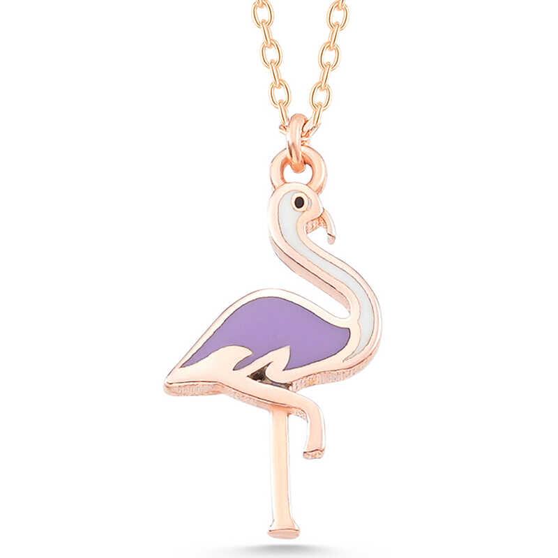 Hk Gümüş Kadın Kolye Rose Flamingo |Gümüş Takı Hediyelik Ürünler