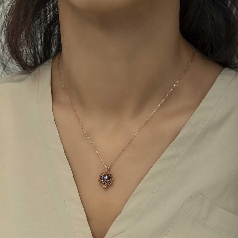 Hk Gümüş Kadın Kolye Rose Kafesli Lotus |Gümüş Takı Hediyelik Ürünler