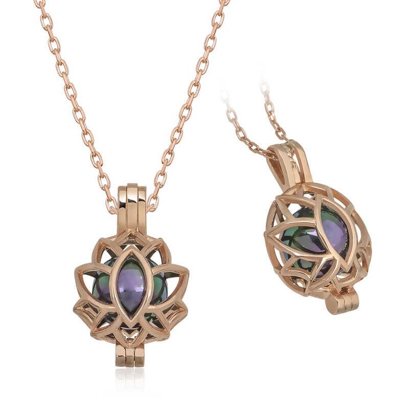 Hk Gümüş Kadın Kolye Rose Kafesli Lotus |Gümüş Takı Hediyelik Ürünler