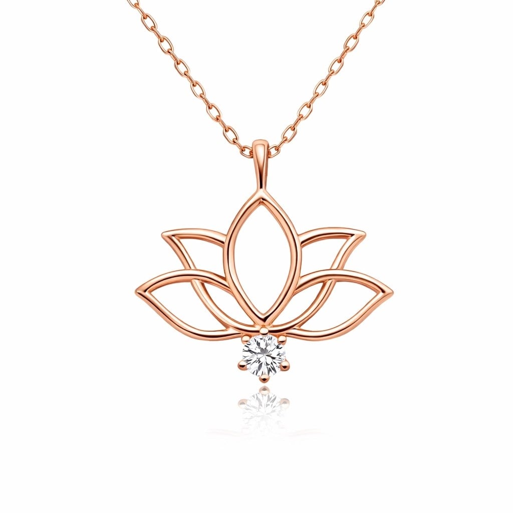 Hk Gümüş Rose Lotus Çiçeği Kadın Kolye | Gümüş Takı Hediyelik Ürünler