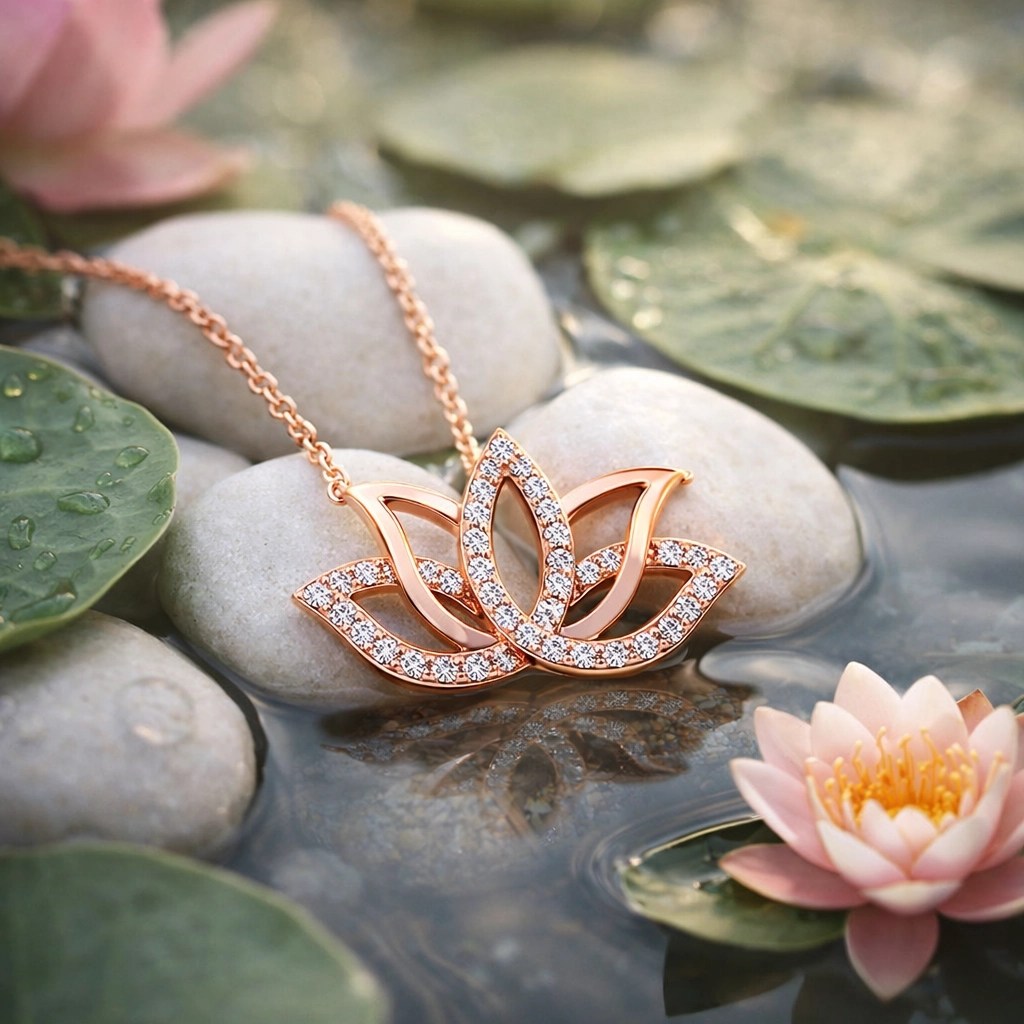 Hk Gümüş Rose Lotus Çiçeği Kolye | Gümüş Takı Hediyelik Ürünler