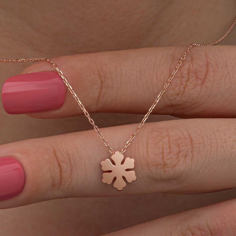 Hk Gümüş Kadın Kolye Rose Minimal Kar Tanesi |Gümüş Takı Hediyelik Ürünler