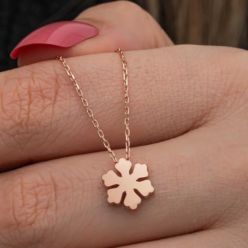 Hk Gümüş Kadın Kolye Rose Minimal Kar Tanesi |Gümüş Takı Hediyelik Ürünler
