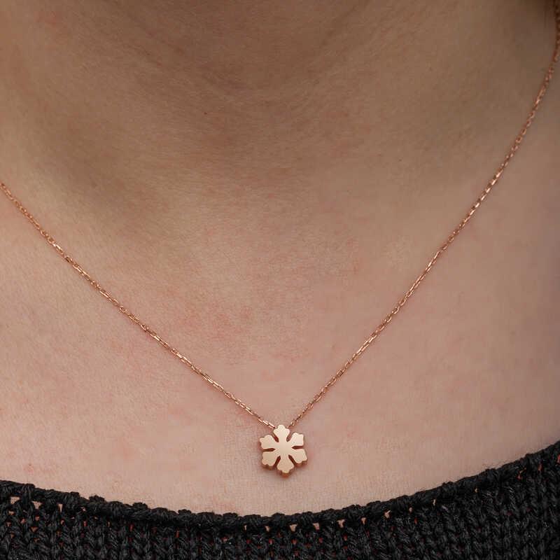 Hk Gümüş Kadın Kolye Rose Minimal Kar Tanesi |Gümüş Takı Hediyelik Ürünler