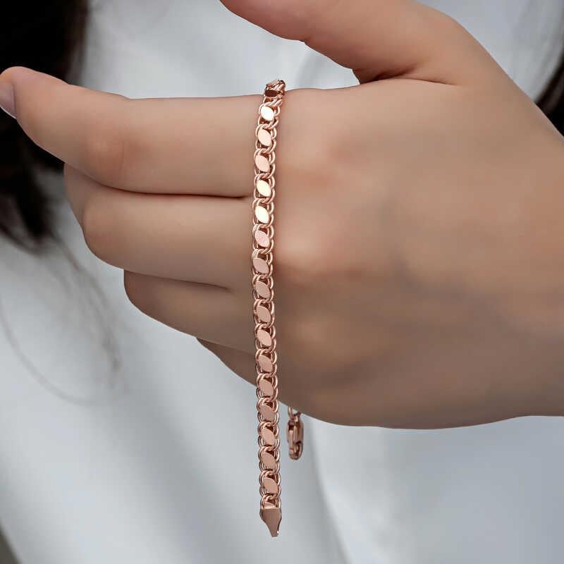 Hk Gümüş Kadın Bileklik Rose Pullu Zincir |Gümüş Takı Hediyelik Ürünler