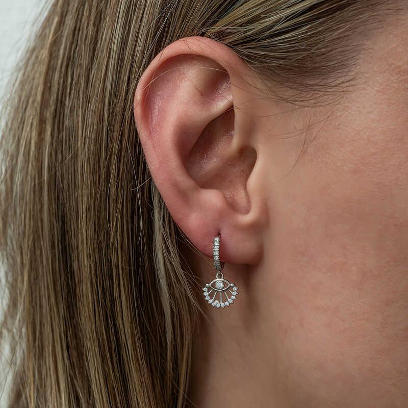 Hk Gümüş Kadın Küpe Sallantılı Göz |Gümüş Takı Hediyelik Ürünler