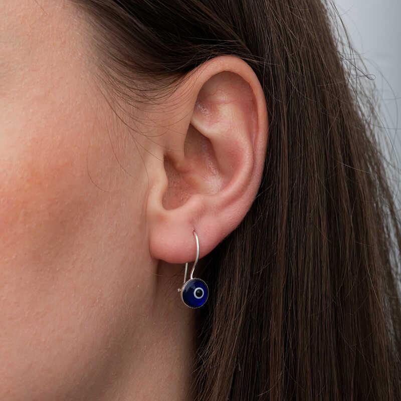 Hk Gümüş Kadın Küpe Sallantılı Nazar |Gümüş Takı Hediyelik Ürünler