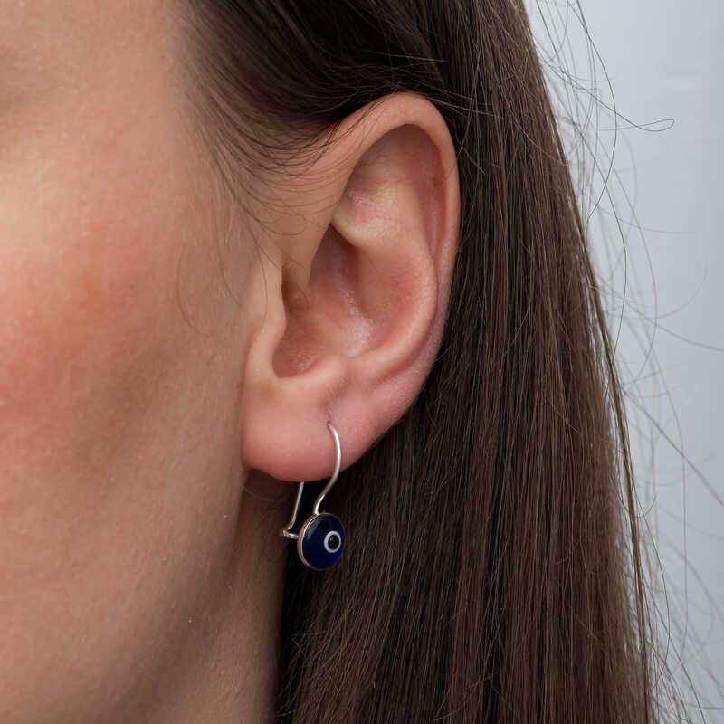 Hk Gümüş Kadın Küpe Sallantılı Nazar |Gümüş Takı Hediyelik Ürünler