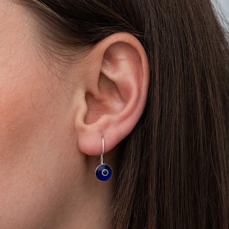 Hk Gümüş Kadın Küpe Sallantılı Nazar |Gümüş Takı Hediyelik Ürünler