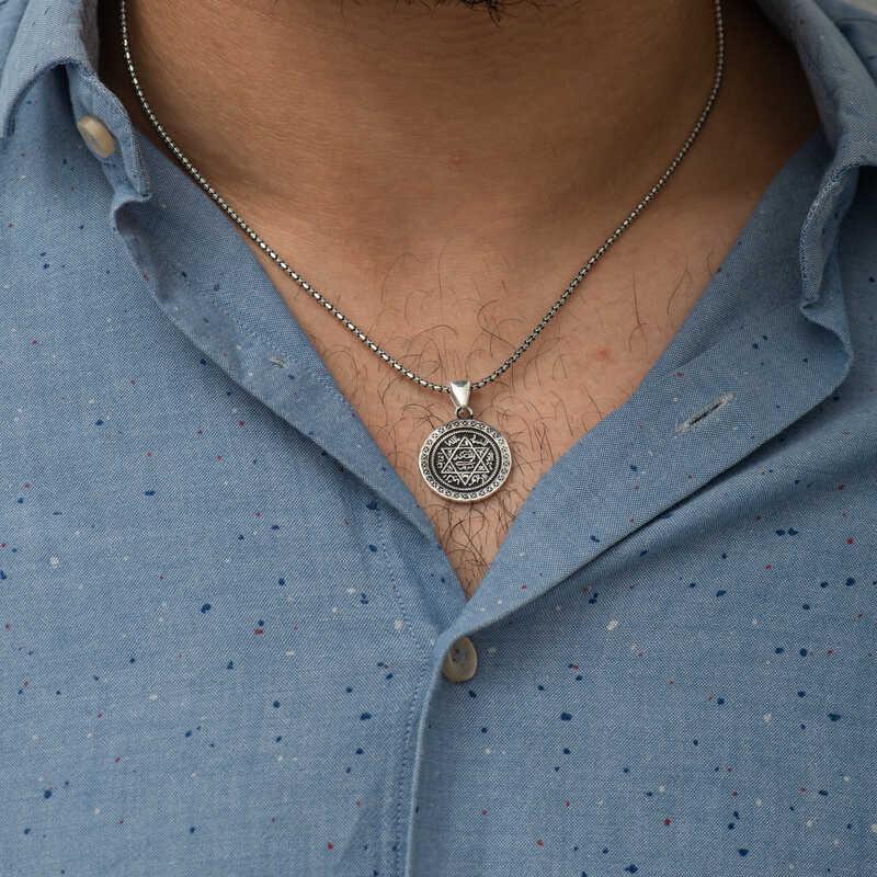 Hk Gümüş Erkek Kolye Süleyman Mührü |Gümüş Takı Hediyelik Ürünler