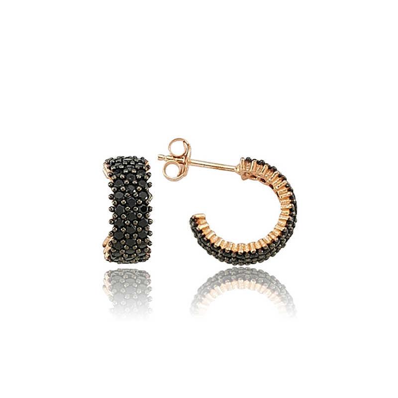 Hk Gümüş Kadın Küpe Tamtur Siyah Taşlı|Gümüş Takı Hediyelik Ürünler