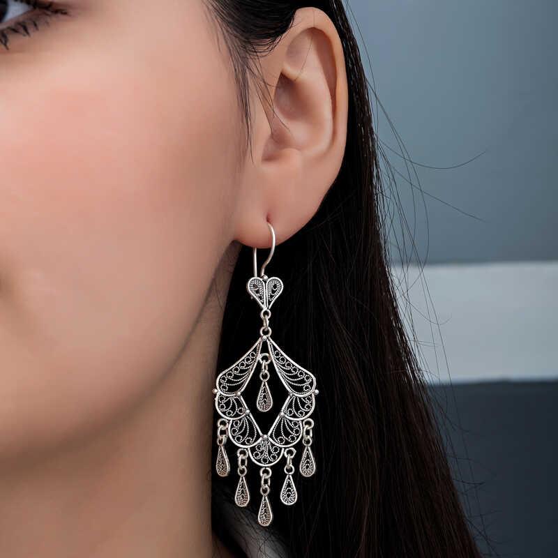 Hk Gümüş Kadın Küpe Telkari Sallantılı |Gümüş Takı Hediyelik Ürünler