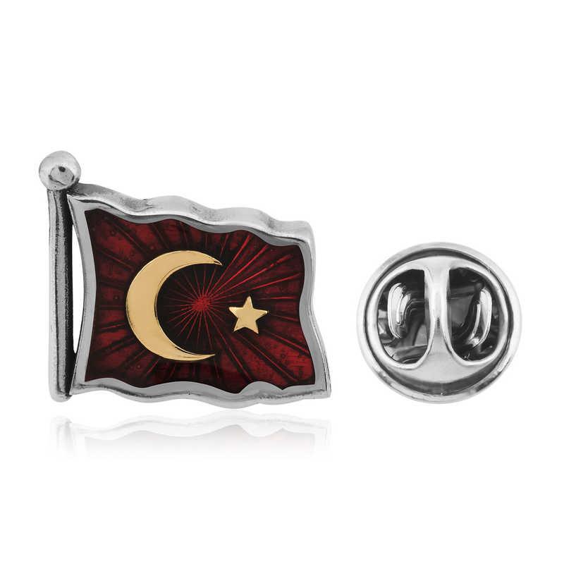 Hk Gümüş Rozet Türk Bayrağı |Gümüş Takı Hediyelik Ürünler