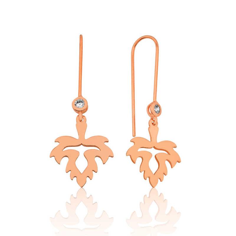 Hk Gümüş Kadın Küpe Yaprak Sallantılı|Gümüş Takı Hediyelik Ürünler