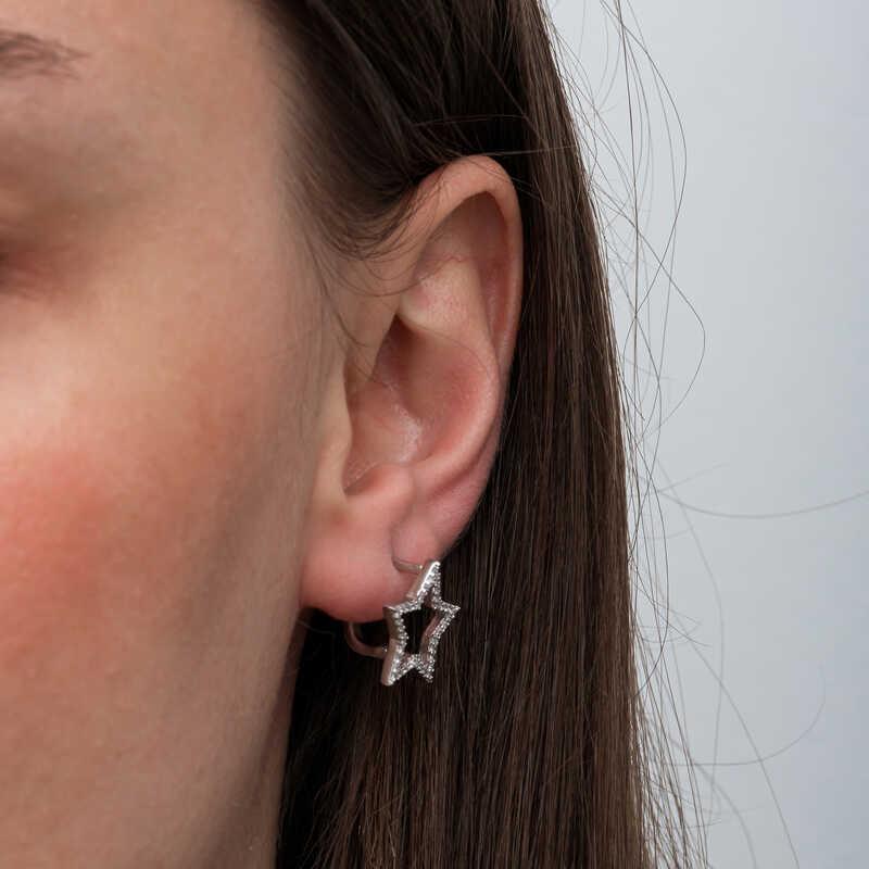 Hk Gümüş Kadın Küpe Yıldız |Gümüş Takı Hediyelik Ürünler