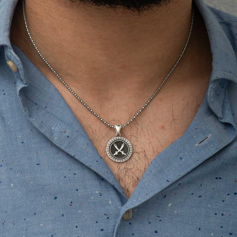 Hk ​Gümüş Erkek Kolye Zülfikar Kılıcı Desenli |Gümüş Takı Hediyelik Ürünler