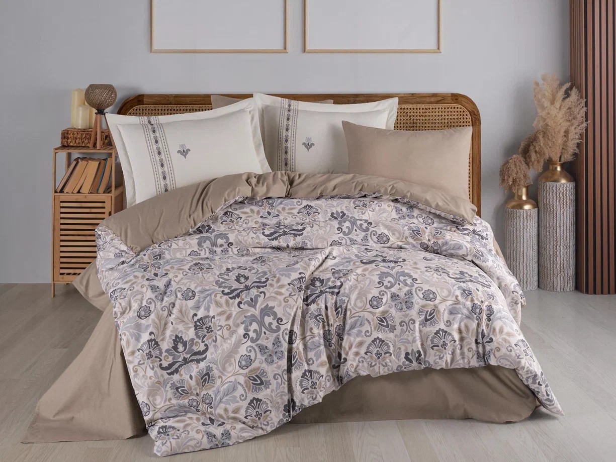 Hobby Çift Kişilik Poplin Nevresim Anabel Gri