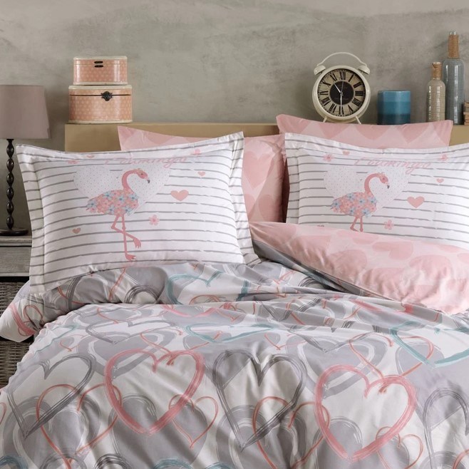 Hobby Çift Kişilik Poplin Nevresim Diana Gri