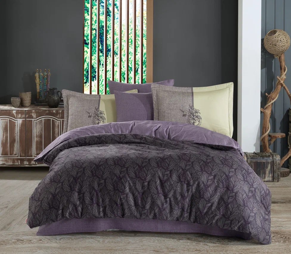 Hobby Çift Kişilik Saten Nevresim Lotus Mor
