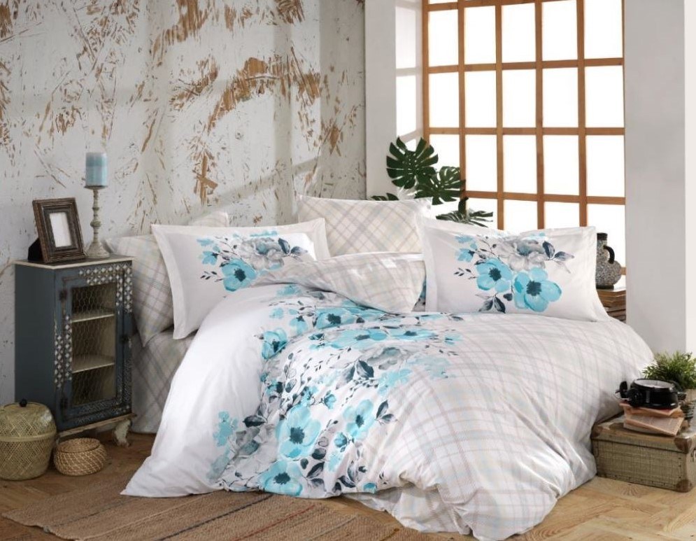 Hobby Kingsize Poplin Nevresim Belinda Mavi