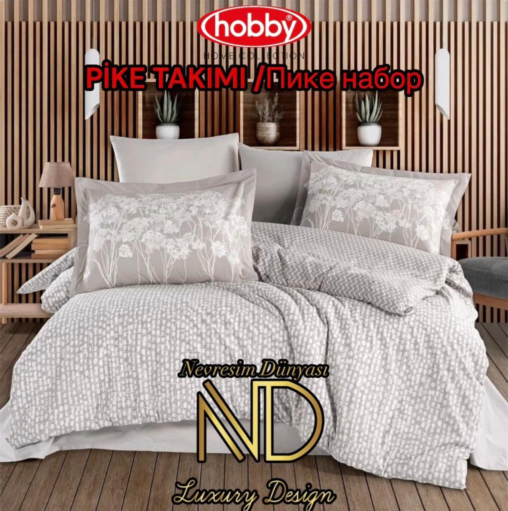 Hobby Poplin Pike Takımı Çift Kişilik Velura Taş