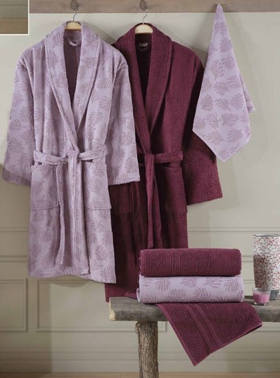 Hobby Talya Bornoz Seti Mürdüm Bordo