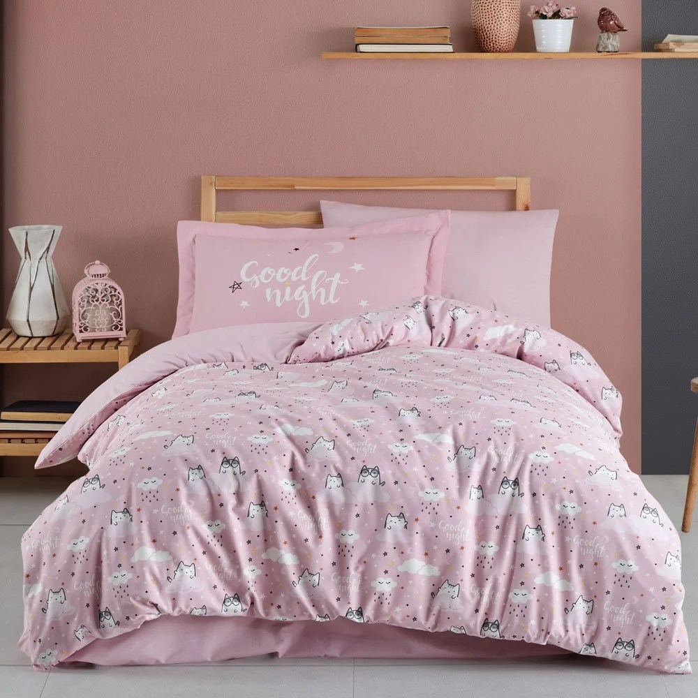 Hobby Tek Kişilik Poplin Nevresim Takımı Daisy Pembe