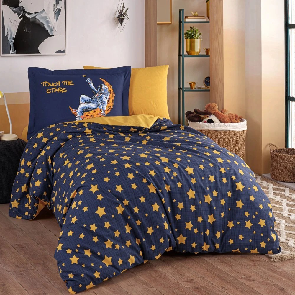 Hobby Tek Kişilik Poplin Nevresim Takımı Space Lacivert