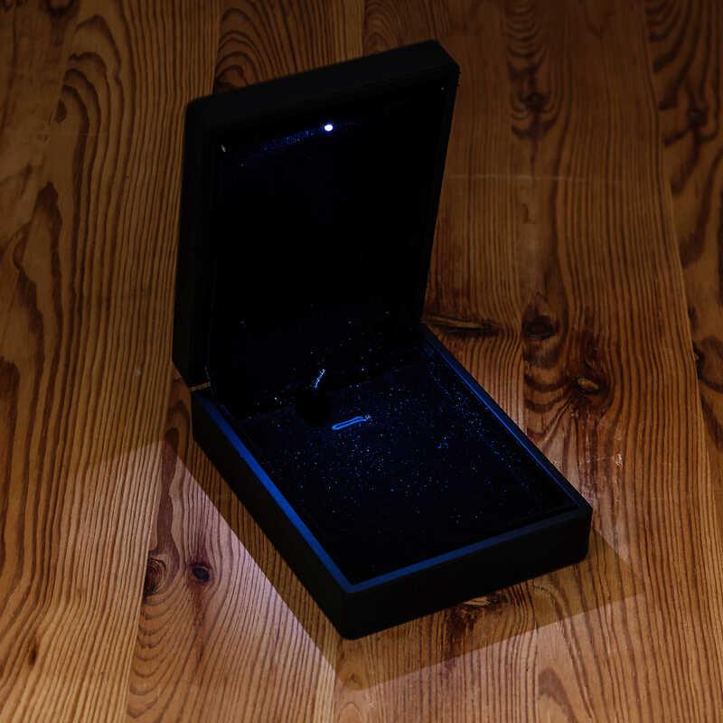 Hk Kolye Kutusu Işıklı Siyah Renk |Gümüş Takı Hediyelik Ürünler
