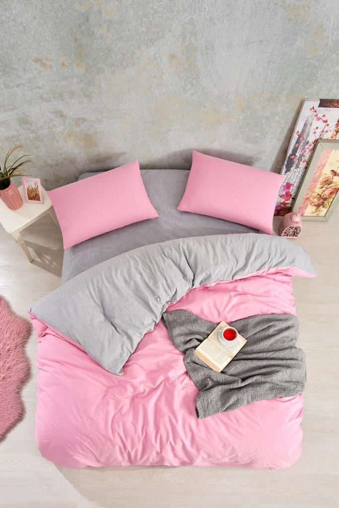 Nevresim Dünyası Düz Renk Pembe Çift Kişilik Nevresim Takımı