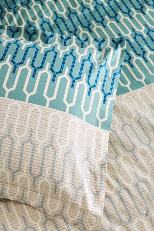 ND Çift Kişilik Ranforce Nevresim Takımı Flame Stitch Mavi