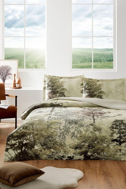 ND Çift Kişilik Ranforce Nevresim Takımı Tanne Yeşil