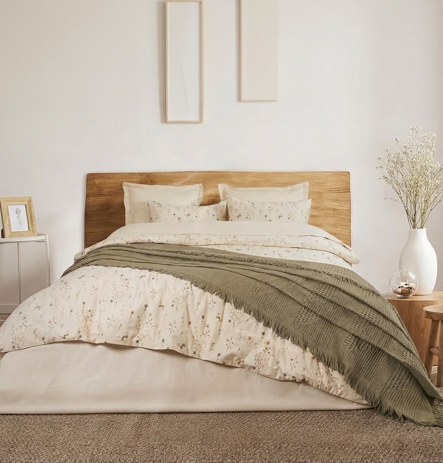 Şaheser Home Collection  Çift Kişilik Pikeli Dijital Baskılı Nevresim Takımı Marvin Haki